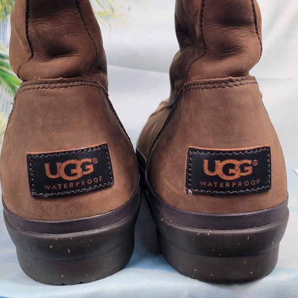 UGG Arquette Brown Leather Waterproof Winter Boots Womens Size 8 - Picture 6 of 11
